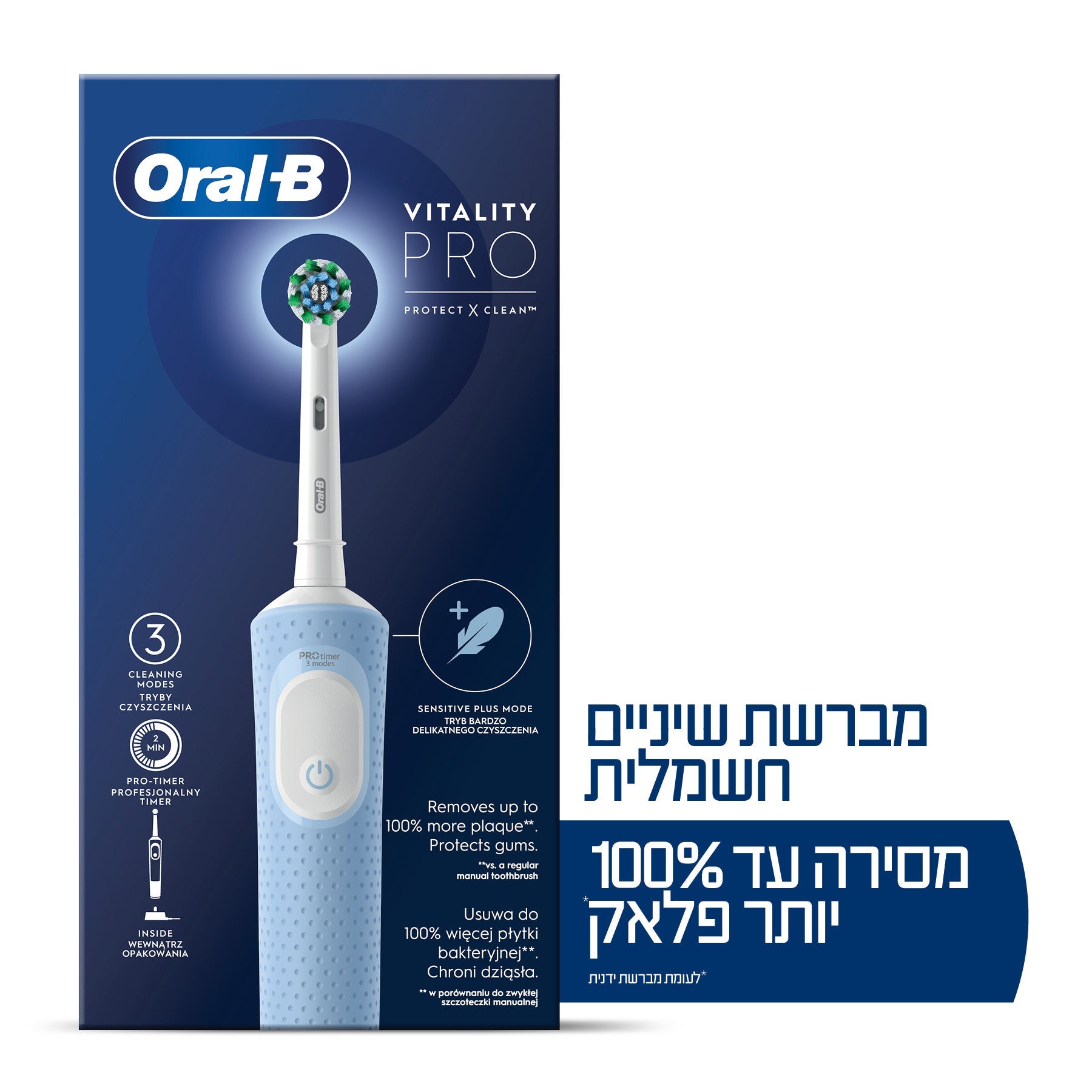 אורל בי מברשת חשמלית נטענת ויטליטי פרו (כחול)