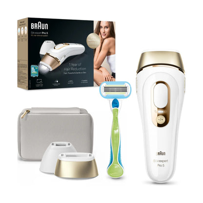 IPL PRO 5 מכשיר להפחתת שיער לצמיתות + ראש צר Braun