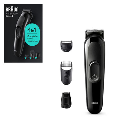 מכונת תספורת ועיצוב זקן 4 ב-1 Braun Series 3 All-In-One SK3400