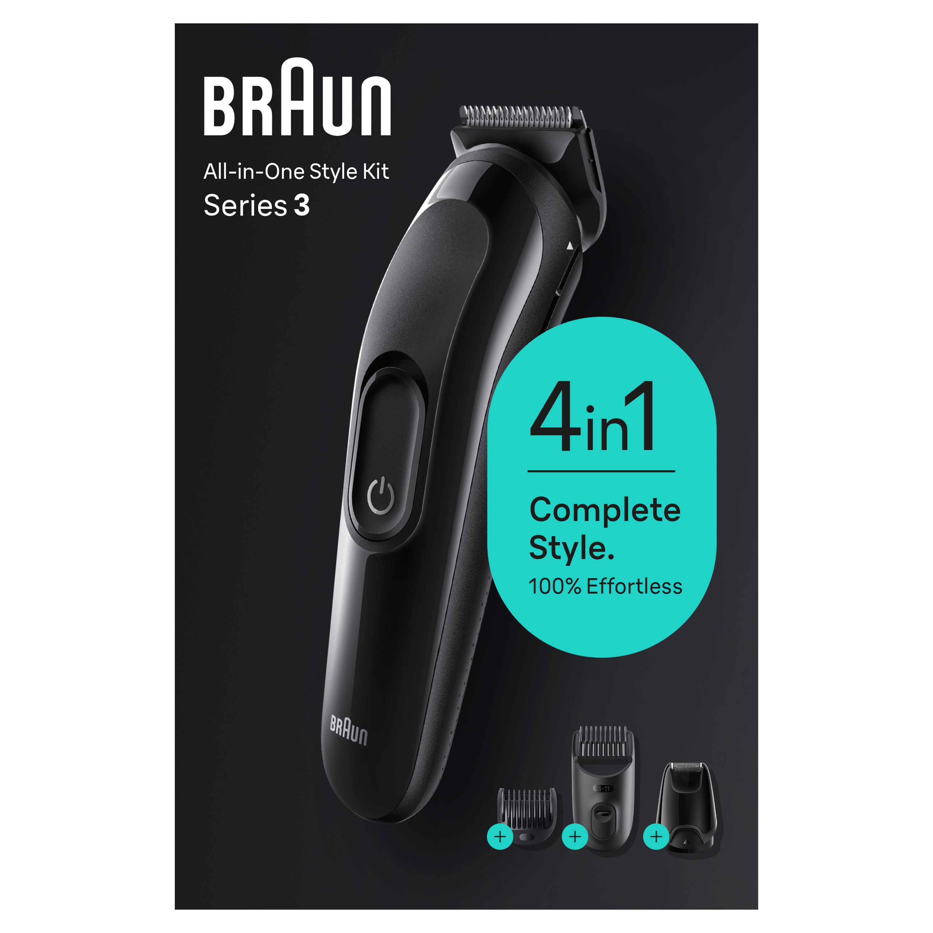מכונת תספורת ועיצוב זקן 4 ב-1 Braun Series 3 All-In-One SK3400